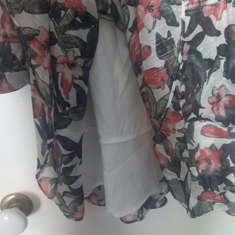 NWT Pilgrim Lola mini dress ruffles, sheer fabric, long sleeves, open back (10) - Picture 6 of 9
